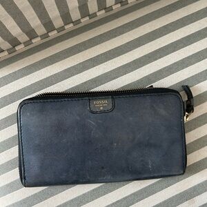 Fossil Men's Navy Leather Wallet